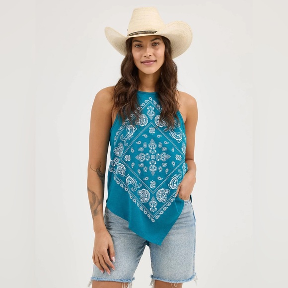 Teal Bandana Print Top - Picture 1 of 7